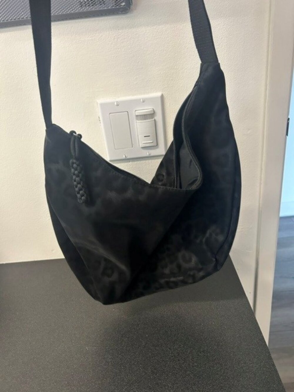 Black Leopard Print Hobo Shoulder Bag